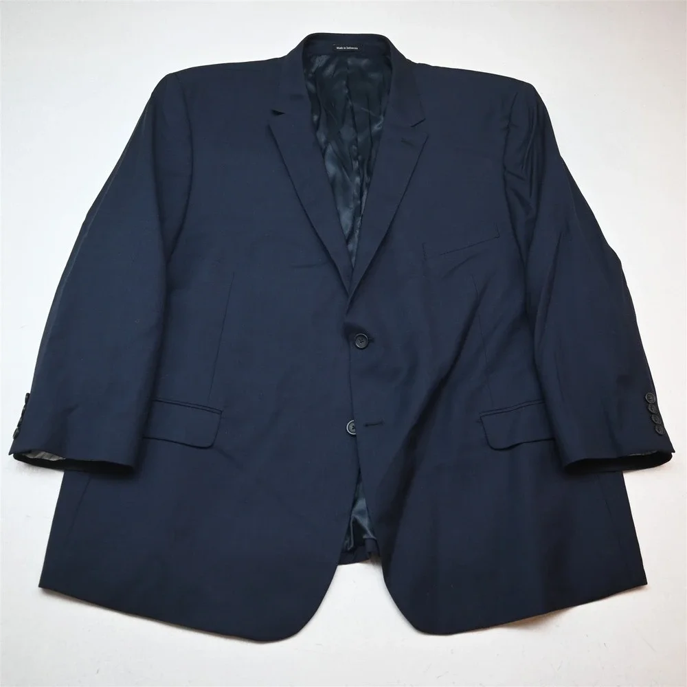 Pronto Uomo 54S 46x30 Blue Sharkskin 100% Wool Mens Jacket Pants Suit
